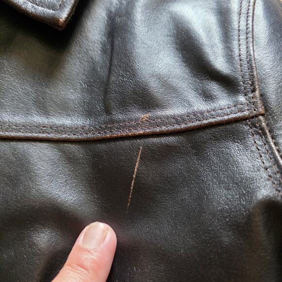 Vtg Gymboree Kids Leather Jacket Small 2-3 Years Brown Boys Coat 1998 90s Button - Picture 4 of 9